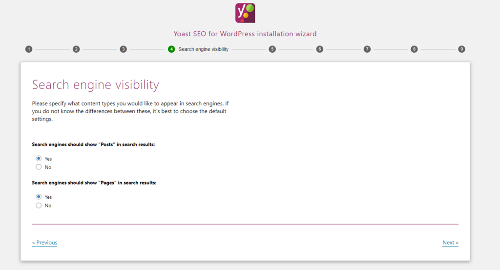 Yoast Search Engine Visibility